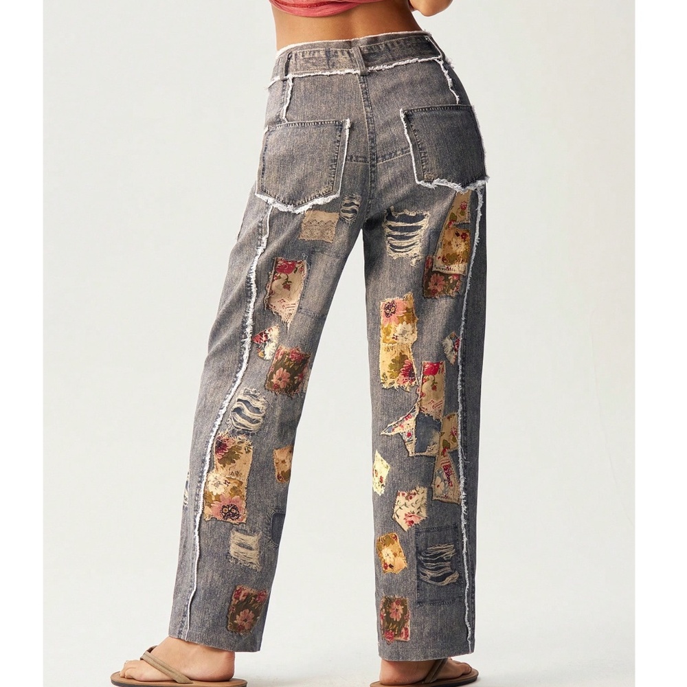BellanBlue Gray Patchwork Straight Leg Jeans - image 3